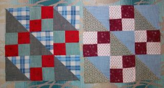 12 Vintage Antique Old Cotton Fabric Hand - Stitched Quilt Squares Blocks 3