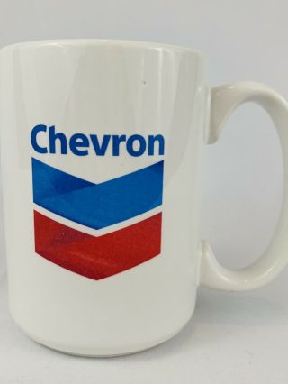 Vintage Chevron Oil Gas Station Logo Promotional Coffee Mug Advertising Euc