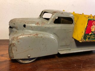 Vintage Marx Coca Cola Stake Truck Pressed Steel Sprite Boy Grey Yellow 20” 4