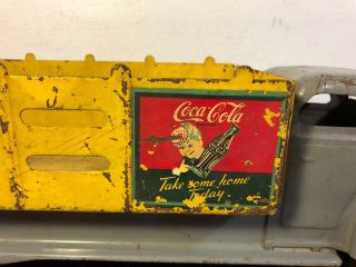 Vintage Marx Coca Cola Stake Truck Pressed Steel Sprite Boy Grey Yellow 20” 7