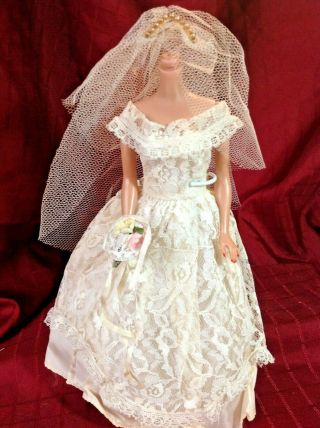 Vintage British Colony Of Hong Kong Barbie Clone Wedding Dress Veil And Bouquet