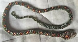 Vintage Snake Beaded Unique Necklace Choker Rare 17”