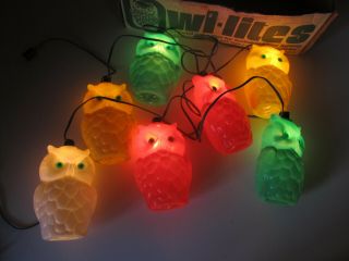 Vintage Retro Owl Party Lites Lights Blow Mold Howell