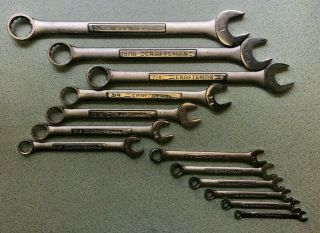 Vintage Craftsman 13pc Sae Combination Wrench Set Hand Tools Mechanic Box 12pt