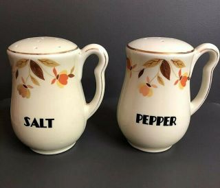 Vintage Autumn Leaf Salt Pepper Shaker 4 - 1/2 " Hall China Jewel Tea