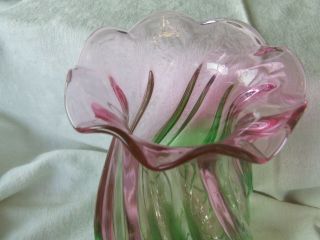 Vintage Murano Style Hand Blown Art Glass Vase 7 5/8 