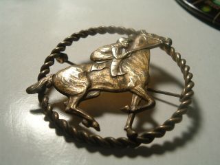 Antique Vintage Lg.  Race Horse & Jockey Pin Brooch - Detailed
