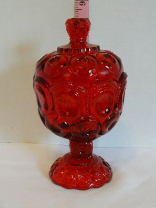 Vtg Le Smith Ruby Red Moon And Stars Lidded Compote 1970s Rare