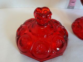 VTG LE Smith Ruby Red Moon and Stars Lidded Compote 1970s RARE 6