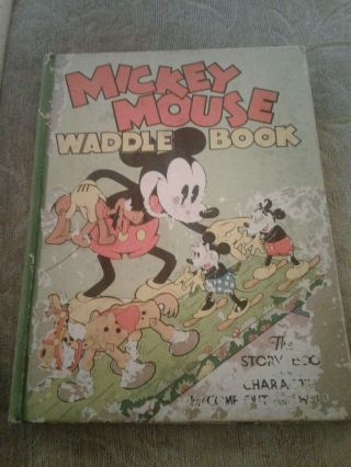 Very Rare 1934 Mickey Mouse Waddle Book Children 