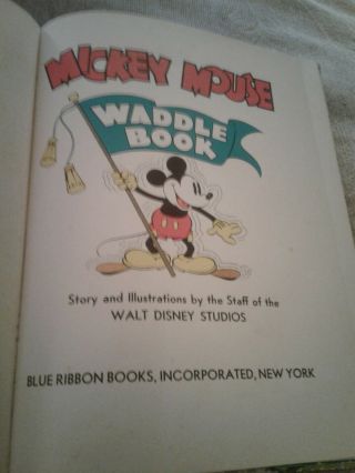 Very rare 1934 MICKEY MOUSE Waddle Book Children ' s Vintage Disneyana 4