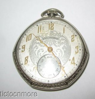 Antique Art Deco Illinois Grade 405 Fancy Case Shape Dial Pocket Watch 1927