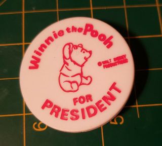 Vintage Walt Disney Winnie The Pooh For President Plastic Hook Back Button