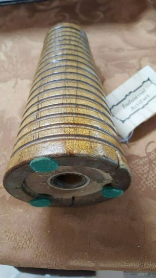 Vintage Antique Wooden Textile Spool - Industrial Artifact