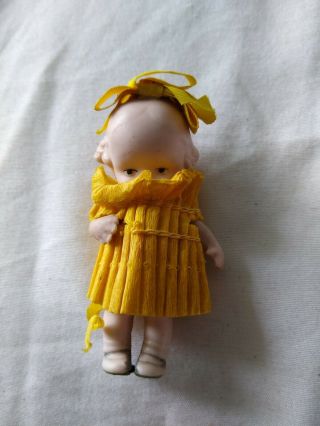 Antique German Miniature Dollhouse Girl Doll Orig Clothes 3 Inches