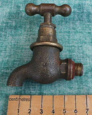 RECLAIMED VINTAGE SOLID BRONZE / BRASS COLD WATER TAP GREAT PATINA (3) 4