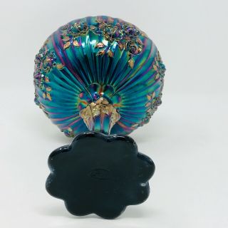 Fenton Vintage Rose Design Amethyst Carnival Glass Candy Dish 5