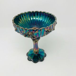 Fenton Vintage Rose Design Amethyst Carnival Glass Candy Dish 8