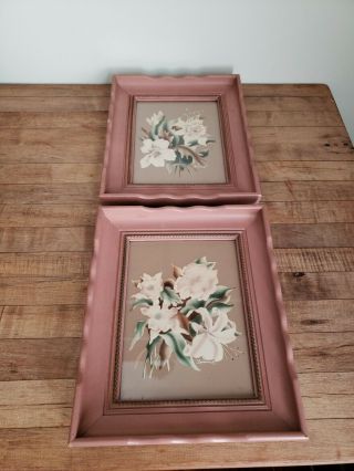 Vintage Turner Prints Floral Mid Century Framed Shabby Chic Cottage