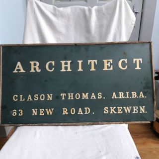 Antique Vintage Painted Architect Wooden Trade Sign Large.