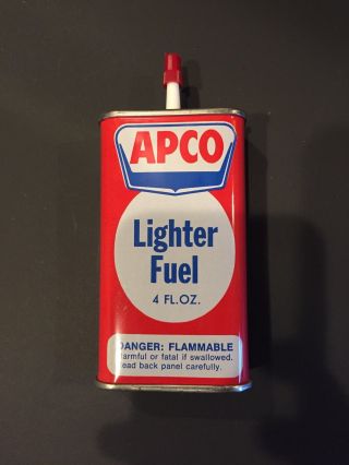 Vintage Apco Lighter Fluid Tin Handy Oiler Gulf Texaco Fuel