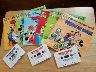 Set Of 6 Disney Discovery Series Read Along Books With Cassettes Vintage