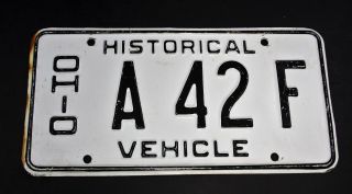 Vintage 1974 - 75 Ohio Historical Vehicle License Plate A 42 F