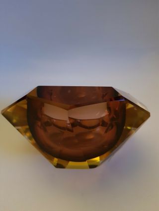Vintage Murano Brown Glass Bowl Ashtray.