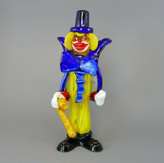 Vintage Murano Glass Clown With Walking Stick 23cm Tall (24)