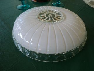 Vintage Clear White Glass Art Deco Ceiling Light Globe Shade - 11 "