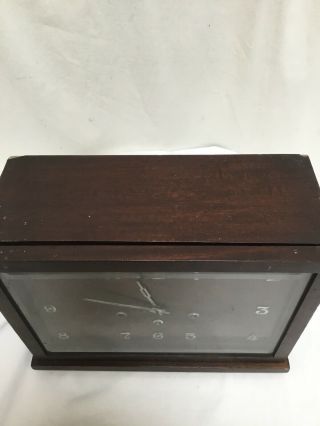 Vintage Mahogany Mantle Clock with Key Fully 4