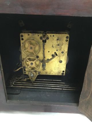 Vintage Mahogany Mantle Clock with Key Fully 6
