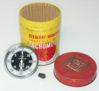 Vintage Stewart Warner Portable Hand Tachometer Model 757 - W In Can