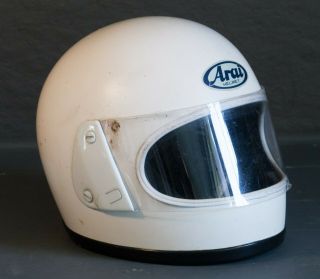 Vintage White 1971 Arai Helmet Size M - L Film Prop Etc Mad Max Era No Road Use