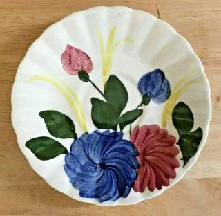 Vintage Southern Pottery Blue Ridge Cup & Saucer Chrysanthemum Colonial Red Blue 5