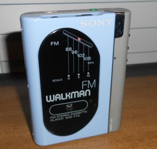 Vtg Blue Sony Walkman Wm - F70 Fm Stereo Cassette Player Parts/repair See Descript