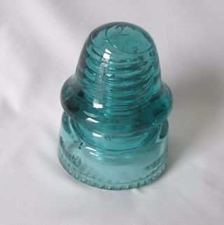 Vtg Teal Or Aqua Blue Glass Electrical Insulator Hemingray No 19 Beaded Bottom