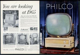 1958 Philco Predicta Tv Set Big Color Photo Vintage Print Ad