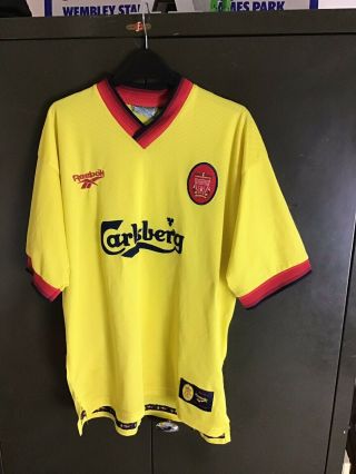 Vintage Liverpool Fc 1997 - 98 Away Shirt By Reebok.  Carlsberg.  Size 42 - 44 Large