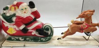 Vintage Empire Blow Mold Santa Sleigh Reindeer Deer Blowmold Decoration