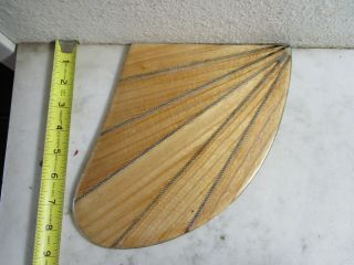 2 Surfer Longboard Surfboard Redwood & Balsa Wood Custom Fin Vtg Surfing Style