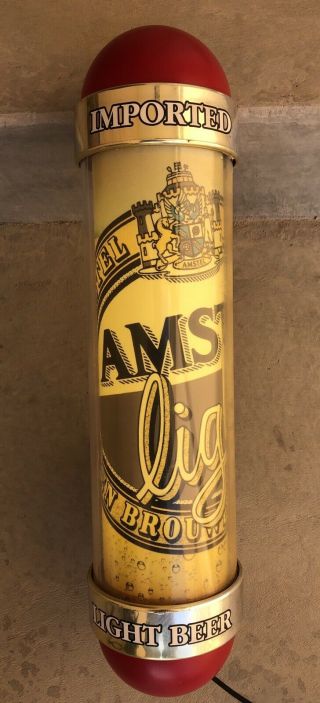 Amstel Light Vintage Motion Rotating Revolving Barber Pole Style Beer Pub Sign