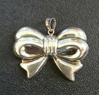 Vintage Sterling Silver Ribbon Bow Tied Pendant & Brooch 12.  4 grams 3