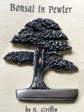 Detailed Vintage Pewter Bonsai Tree Pin Brooch By S.  Griffin Made In England