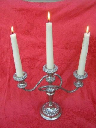 Quality Vintage Silver Plated Solid Candelabra Three Arm Chandelier Candlestick