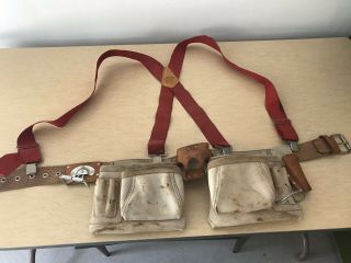 Vintage Custom Leather Craft Tool Belt With Suspenders