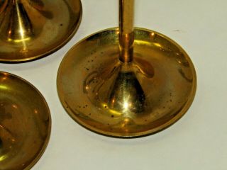 Vintage Made In India Solid Brass Graduated Candle Sticks Holders Set Of 5 Decor 3