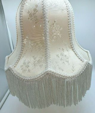 Vintage Victorian Style Bell Shaped Ivory Cream Fringe Lamp Shade 9 " Tall