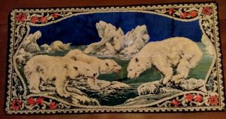 Vintage Area Rug,  Tapestry,  Wall Hanging With Polar Bears,  Icebergs - Italy