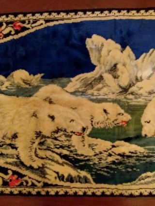 Vintage Area Rug,  Tapestry,  Wall Hanging With Polar Bears,  Icebergs - Italy 3